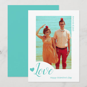 Cartes Pour Fêtes Annuelles Photo Minimaliste Amour Turquoise Saint Valentin
