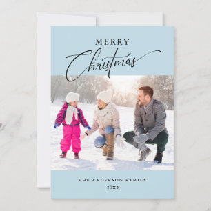 Cartes Pour Fêtes Annuelles Photo minimaliste bleu clair moderne Joyeux Noël