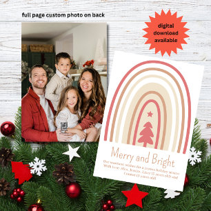 Cartes Pour Fêtes Annuelles Photo minimaliste Boho Blush Rose Tan Rainbow