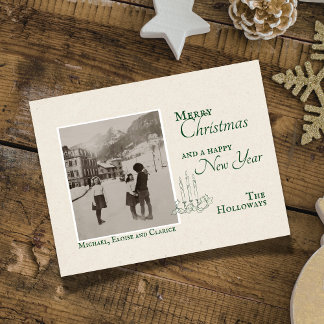 Cartes Pour Fêtes Annuelles Photo minimaliste de famille de Noël Vintage