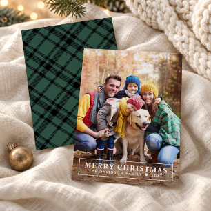 Cartes Pour Fêtes Annuelles Photo minimaliste de Joyeux Noël avec dos à carrea