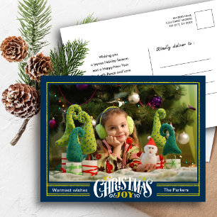 Cartes Pour Fêtes Annuelles Photo minimaliste de Noël bleu foncé moderne