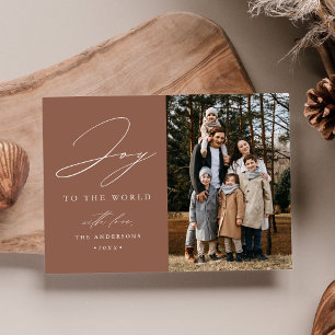 Cartes Pour Fêtes Annuelles Photo Mocha moderne Joy to the World