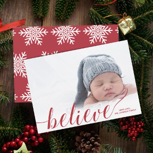Cartes Pour Fêtes Annuelles Photo Modern Script Believe