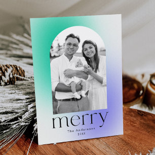 Cartes Pour Fêtes Annuelles Photo Modern Winter Gradient Cyan et Violet 2