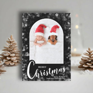 Cartes Pour Fêtes Annuelles Photo moderne arqué sur fond noir de Noël