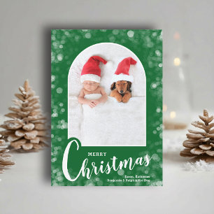 Cartes Pour Fêtes Annuelles Photo moderne arqué sur fond vert de Noël