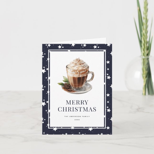Cartes Pour Fêtes Annuelles Photo moderne au chocolat chaud Joyeux Noël Card (Devant)