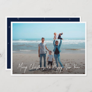 Cartes Pour Fêtes Annuelles Photo moderne Blanc Joyeux Noël Joyeux Nouvel An