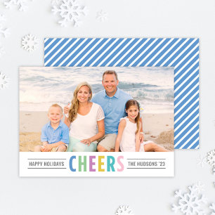 Cartes Pour Fêtes Annuelles Photo moderne Blue Cheers Happy Holidays