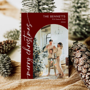 Cartes Pour Fêtes Annuelles Photo moderne Boho Red Merry Christmas Arche