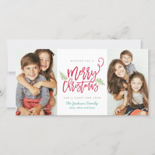Cartes Pour Fêtes Annuelles Photo moderne Brush Script Christmas Holiday 2