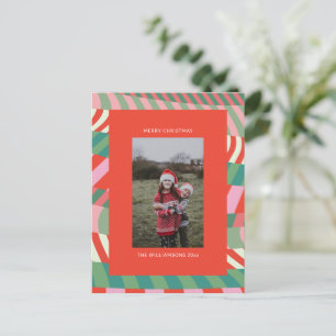 Cartes Pour Fêtes Annuelles Photo moderne coloré unique rouge vert rose