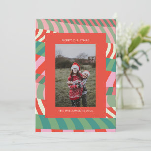 Cartes Pour Fêtes Annuelles Photo moderne coloré unique rouge vert rose