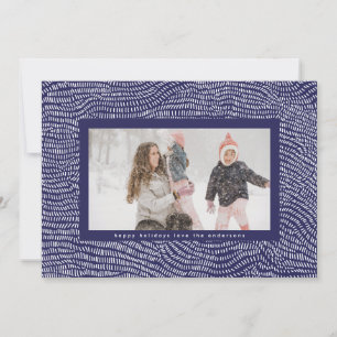Cartes Pour Fêtes Annuelles Photo moderne de cadre de Noël de Doodle Bleu & Bl