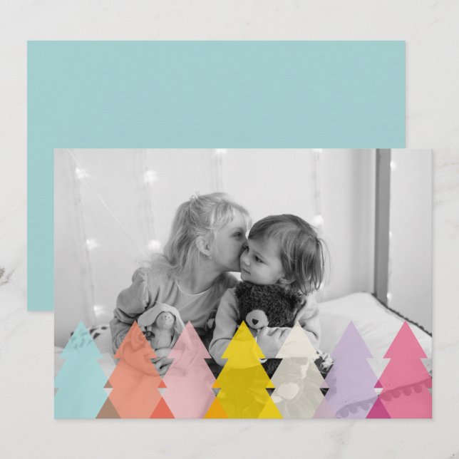 Cartes Pour Fêtes Annuelles Photo moderne de Noël brillant (Devant / Derrière)