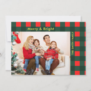 Cartes Pour Fêtes Annuelles Photo moderne de Noël rouge vert