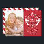 Cartes Pour Fêtes Annuelles Photo moderne de paix, d'amour et de rire | Rouge<br><div class="desc">Cartes photos de vacances amusants et modernes !</div>
