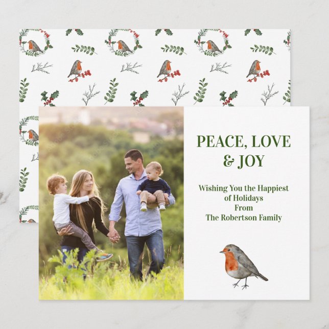 Cartes Pour Fêtes Annuelles Photo moderne de Redmamin Robin Bird (Devant / Derrière)