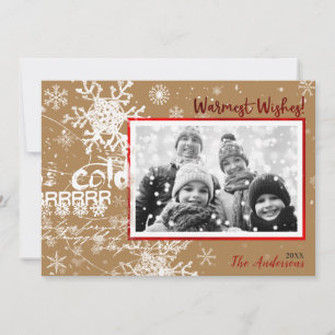 Cartes Pour Fêtes Annuelles Photo moderne de vacances d'hiver doré et rouge de