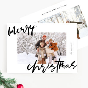 Cartes Pour Fêtes Annuelles photo moderne design blanc & noir joyeux noël