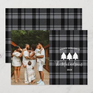 Cartes Pour Fêtes Annuelles Photo moderne en gris foncé et en plaid noir