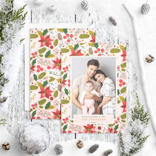 Cartes Pour Fêtes Annuelles Photo moderne Festif Muted Pink Poinsettia