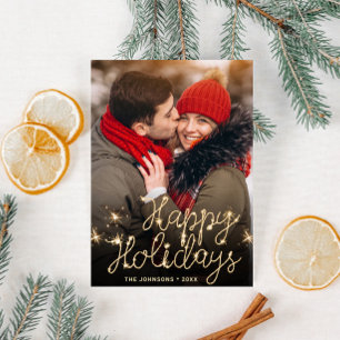 Cartes Pour Fêtes Annuelles PHOTO moderne Golden Christmas Grey