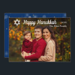 Cartes Pour Fêtes Annuelles Photo moderne Happy Hanoukka Blue et Gold<br><div class="desc">Carte de vacances photo moderne Happy Hanoukka Blue et Gold</div>