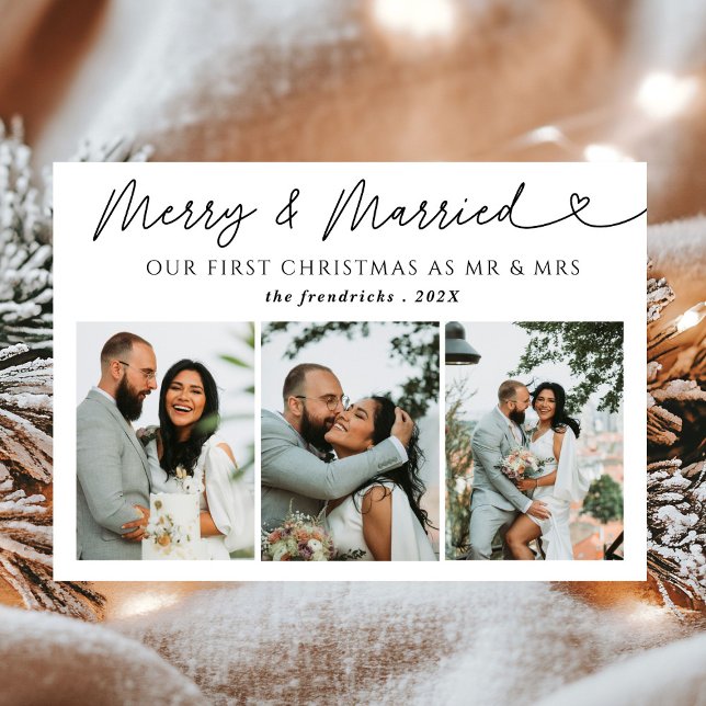 Cartes Pour Fêtes Annuelles Photo moderne Joyeux & marié Noël marié (Créateur téléchargé)
