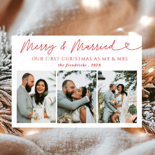 Cartes Pour Fêtes Annuelles Photo moderne Joyeux & marié Noël marié