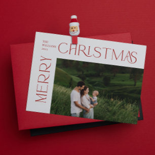 Cartes Pour Fêtes Annuelles Photo moderne Joyeux Noël Typographie rouge