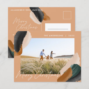 Cartes Pour Fêtes Annuelles Photo moderne minimaliste à l'aquarelle en terre c