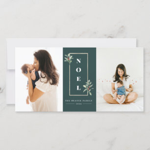 Cartes Pour Fêtes Annuelles Photo moderne NOEL Gold Winter Berry Fragment phot