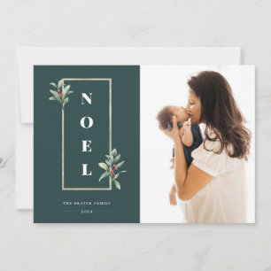 Cartes Pour Fêtes Annuelles Photo moderne NOEL Gold Winter Berry Fragment phot