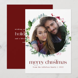 Cartes Pour Fêtes Annuelles Photo moderne Noël Wreath Ivy Berries Fête