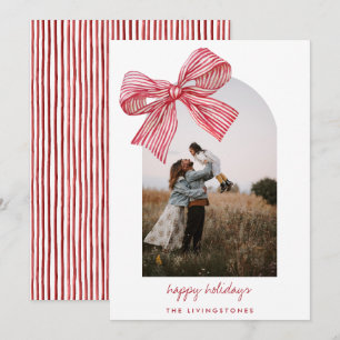 Cartes Pour Fêtes Annuelles Photo moderne Red Candy Stripes Bow & Arch
