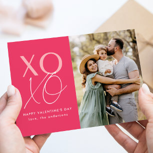 Cartes Pour Fêtes Annuelles Photo moderne XOXO Hot Pink Saint Valentin