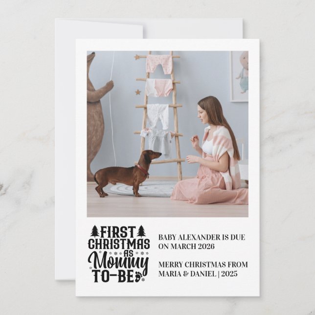 Cartes Pour Fêtes Annuelles Photo Mommy to be Christmas Pregnancy Announcement (Devant)