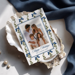 Cartes Pour Fêtes Annuelles Photo motif ruban bleu Evergreen