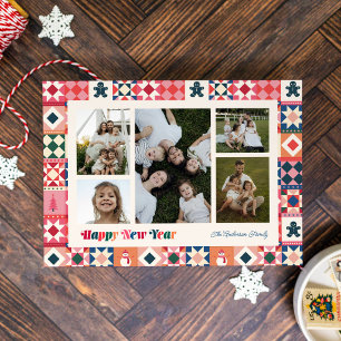 Cartes Pour Fêtes Annuelles Photo multicolore Nouvel An Patchwork