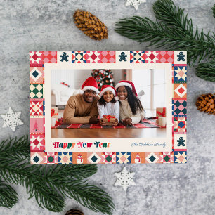 Cartes Pour Fêtes Annuelles Photo multicolore Nouvel An Patchwork