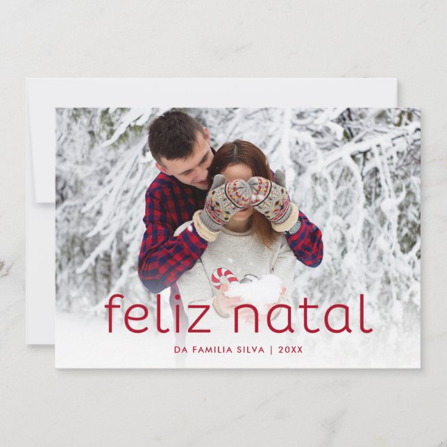 Cartes Pour Fêtes Annuelles Photo natale simple et d'amusement du rouge | (Devant)