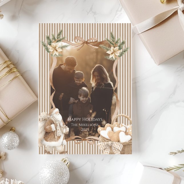 Cartes Pour Fêtes Annuelles Photo Neutral Poinsettia Christmas (Créateur téléchargé)