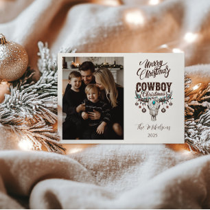 Cartes Pour Fêtes Annuelles Photo Noël Cow-Boy Rustique