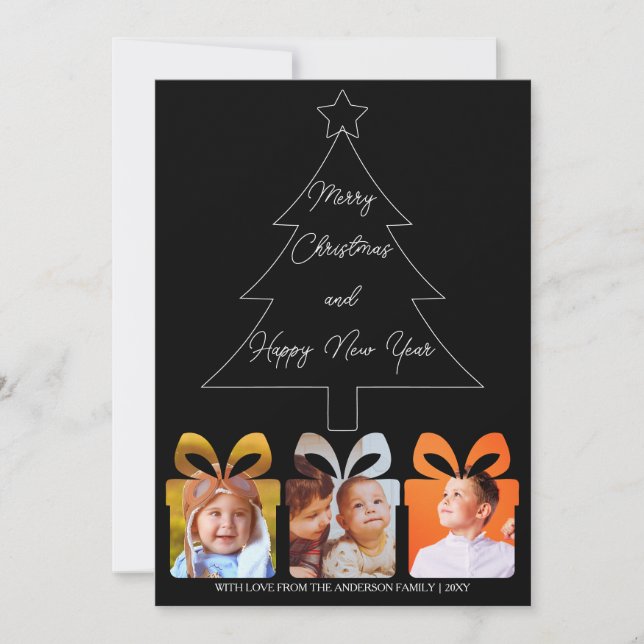 Cartes Pour Fêtes Annuelles Photo Noir & Blanc Unique Moderne Merry Noël (Devant)