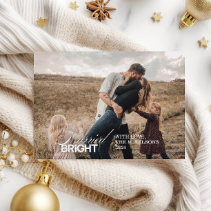 Cartes Pour Fêtes Annuelles Photo noir et blanc minimaliste marié et brillant