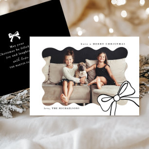 Cartes Pour Fêtes Annuelles Photo Noir et blanc Noël Simple Bow