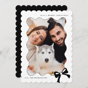 Cartes Pour Fêtes Annuelles Photo Noir et blanc Noël Simple Bow