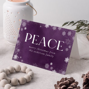 Cartes Pour Fêtes Annuelles Photo non-Frosted Peace Purple Watercolor